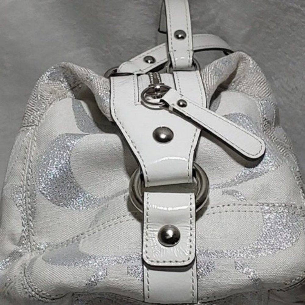 Coach Stunning White & Silver Signature Satchel - Picture 8 of 15